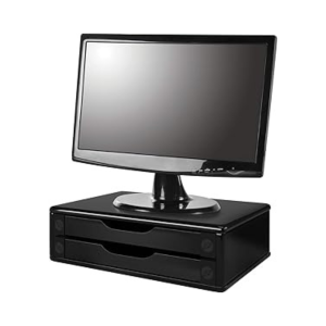 SUPORTE P/ MONITOR C/2 GAVETAS 3346 MDF SOUZA BLACK PIANO