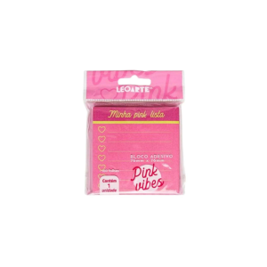 BLOCO REC.ADES. 76X76MM 100F PINK VIBES LISTA JOCAR OFFICE