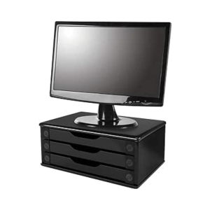 SUPORTE P/ MONITOR C/3 GAVETAS 3347 MDF SOUZA BLACK PIANO