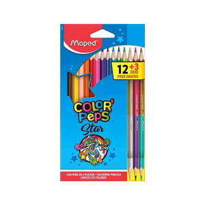 LAPIS DE COR 12 CORES + 3 LAPIS DE COR DUO COLORPEPS STAR MAPED