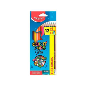 LAPIS DE COR 12 CORES + APONTADOR + LAPIS GRAFITE COLORPEPS STAR MAPED