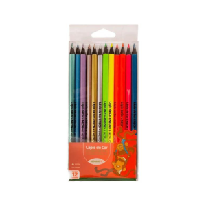 LAPIS DE COR 12 CORES ESPECIAIS 6 NEON + 6 METALICAS TRIANGULAR LEO E LEO