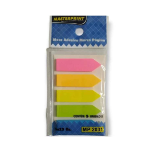 BLOCO ADESIVO MARCA PAGINA SETA NEON 5CORES 5X25 MASTERPRINT