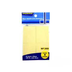 BLOCO REC.ADES. 37,5X50MM C/04 100F MASTERPRINT AMARELO
