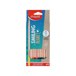 LAPIS DE COR 12 CORES SMILING PLANET MAPED