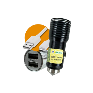 CARREGADOR VEICULAR COM 2 PORTAS USB P V8 3.4A LE-525V LELONG